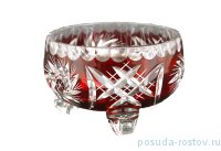 Вазочка 11 см на 3-х ножках красная &quot;Резная цветная&quot; / 099075