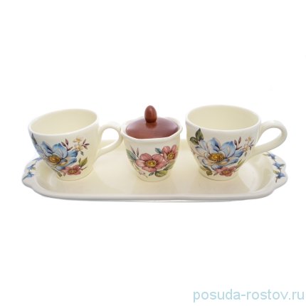 Набор для чая на 2 персоны 4 предмета &quot;Artigianato ceramico /Весенние лепестки&quot; / 171702