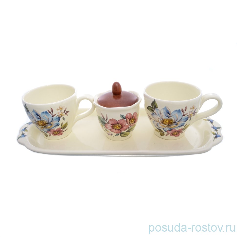 Набор для чая на 2 персоны 4 предмета "Artigianato ceramico /Весенние лепестки" / 171702