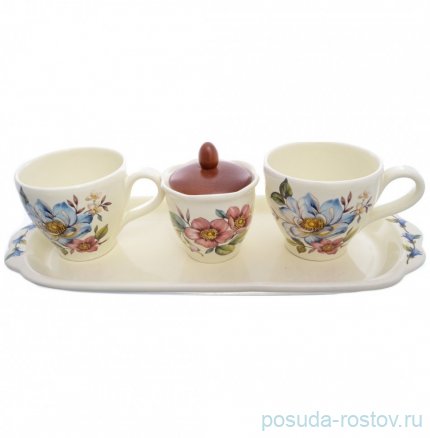 Набор для чая на 2 персоны 4 предмета &quot;Artigianato ceramico /Весенние лепестки&quot; / 171702