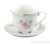 Кофейная пара 170 мл 1 шт &quot;Рококо /577 /Серая роза /золото&quot; (блюдце 12,5 см) / 149057