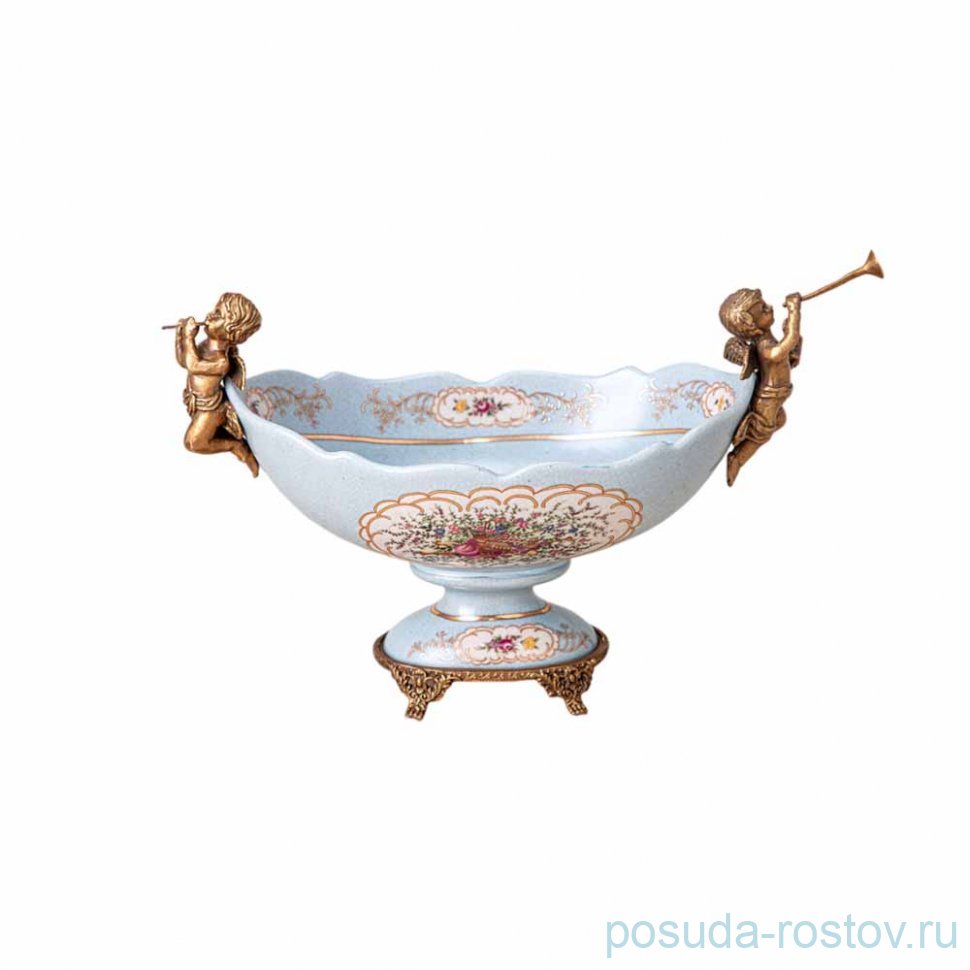 Конфетница 31 x 14 x 19 см н/н Ладья голубая "Ангелочки" / 342667