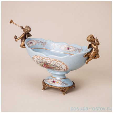 Конфетница 31 x 14 x 19 см н/н Ладья голубая &quot;Ангелочки&quot; / 342667