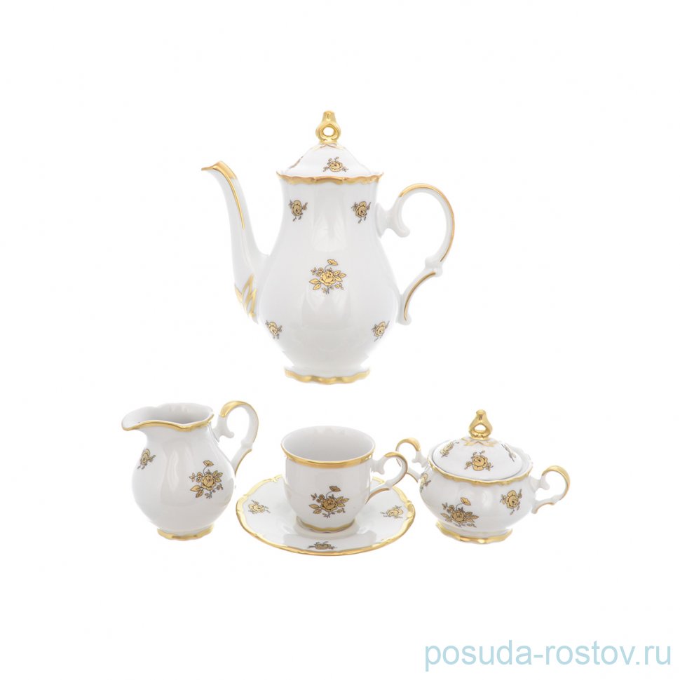 Кофейный сервиз на 6 персон 15 предметов мокка "Корона /Золотая роза"  / 253255