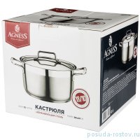 Кастрюля 22 х 18 см с крышкой индукционное дно 15 л &quot;agness professional&quot; / 211316