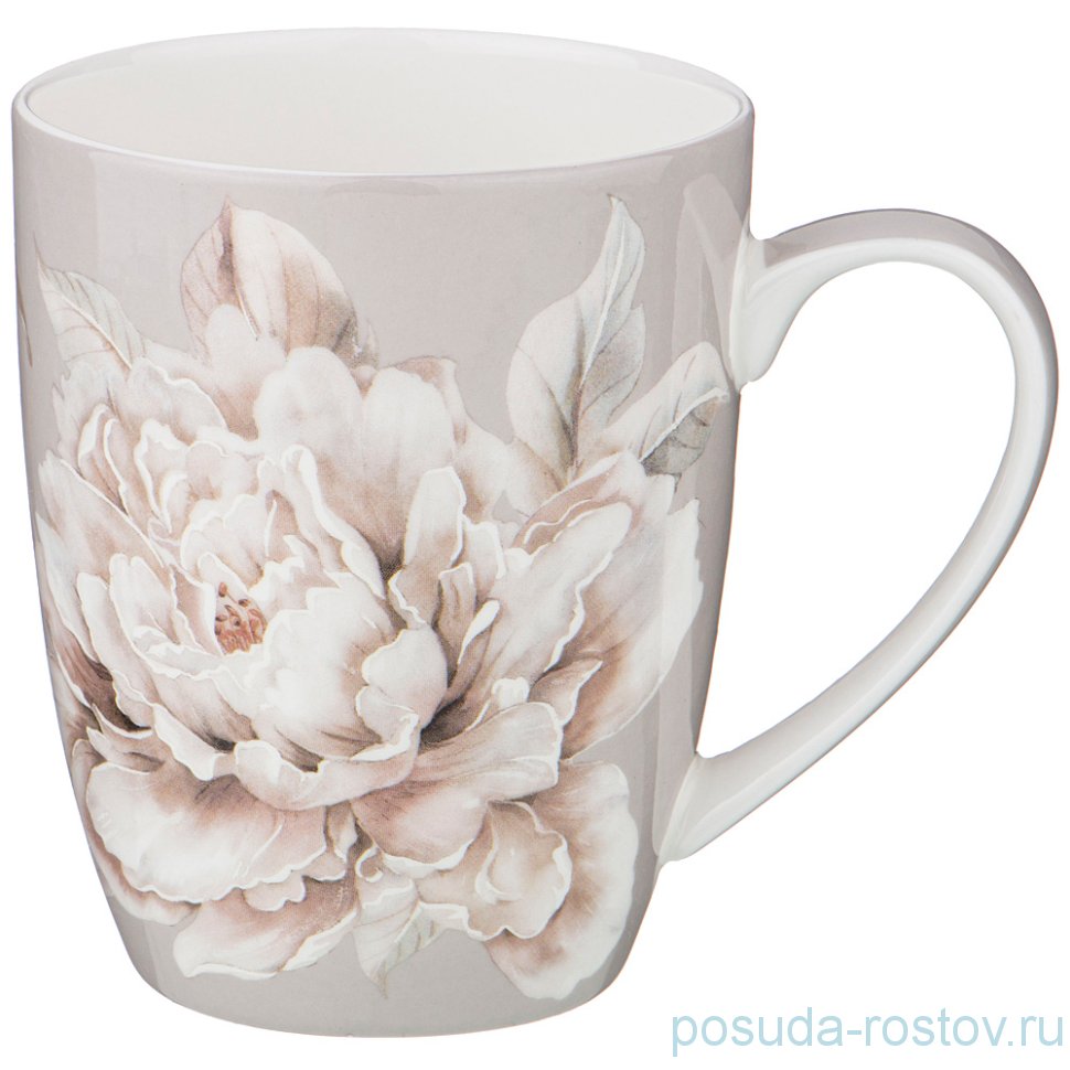 Кружка 420 мл серая "White flower" / 227343