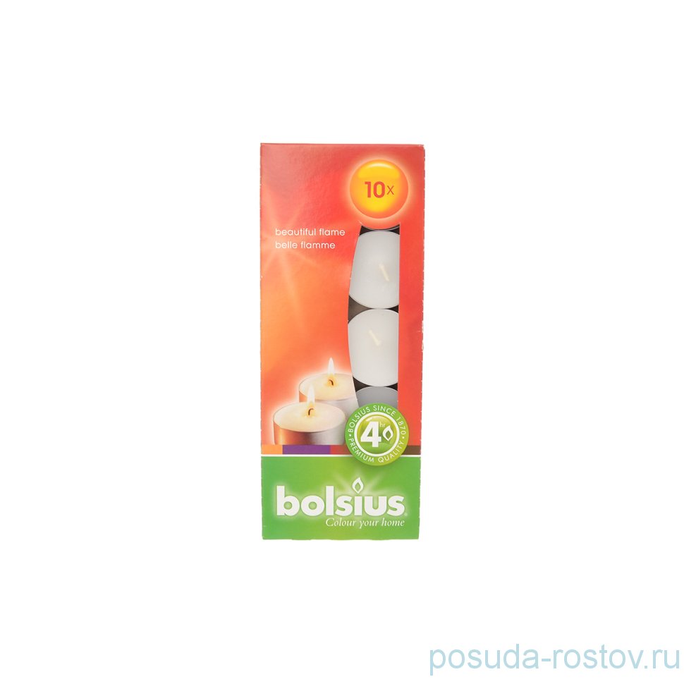 Свечи чайные 10 шт "Белые /Bolsius" / 257291