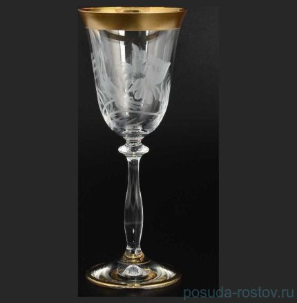 Бокалы для белого вина 185 мл 6 шт &quot;Анжела /Матовые цветы /золото&quot; E-V / 101407