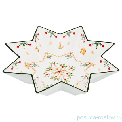 Салатник 32 см Звезда &quot;Christmas Collection /Снежинка зелёная&quot; / 192431