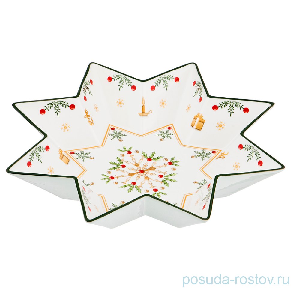 Салатник 32 см Звезда "Christmas Collection /Снежинка зелёная" / 192431