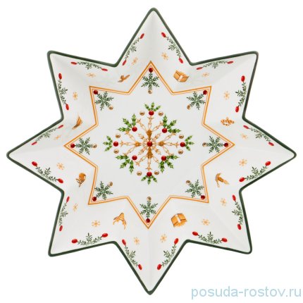 Салатник 32 см Звезда &quot;Christmas Collection /Снежинка зелёная&quot; / 192431