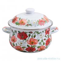 Кастрюля 20 х 12 см с крышкой эмалированная 2,8 л &quot;Маки&quot; / 369705