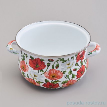 Кастрюля 20 х 12 см с крышкой эмалированная 2,8 л &quot;Маки&quot; / 369705