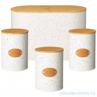 Хлебница 34 х 18 х 20 см 10 л + банки для сыпучих продуктов на 1,1 л 3 шт 11 х 14 см Agness / 335315