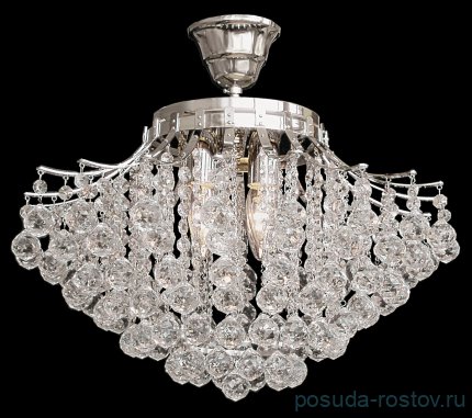 Люстра 4 рожковая хрусталь (шарик), никель &quot;Титания Люкс&quot; / 009604