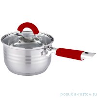 Ковш 16 х 9,5 см со стеклянной крышкой силиконовые ручки 1,9 л &quot;agness&quot; / 196237