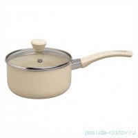 Ковшик 14 х 7 см стеклянная крышка антипригарное покрытие ручка soft touch 1 л Agness / 378305