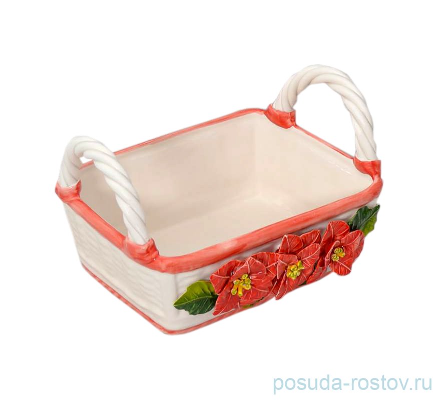 Корзина 27 см прямоугольная с ручками "Merry Christmas" / 298786