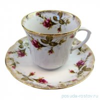 Кофейная пара 100 мл 1 шт &quot;Камелия /Шиповник&quot; (блюдце 11 см) / 156711