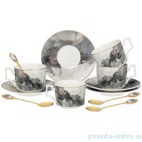 Набор чайных пар 250 мл 4 шт с ложками &quot;Moon art&quot; / 271122
