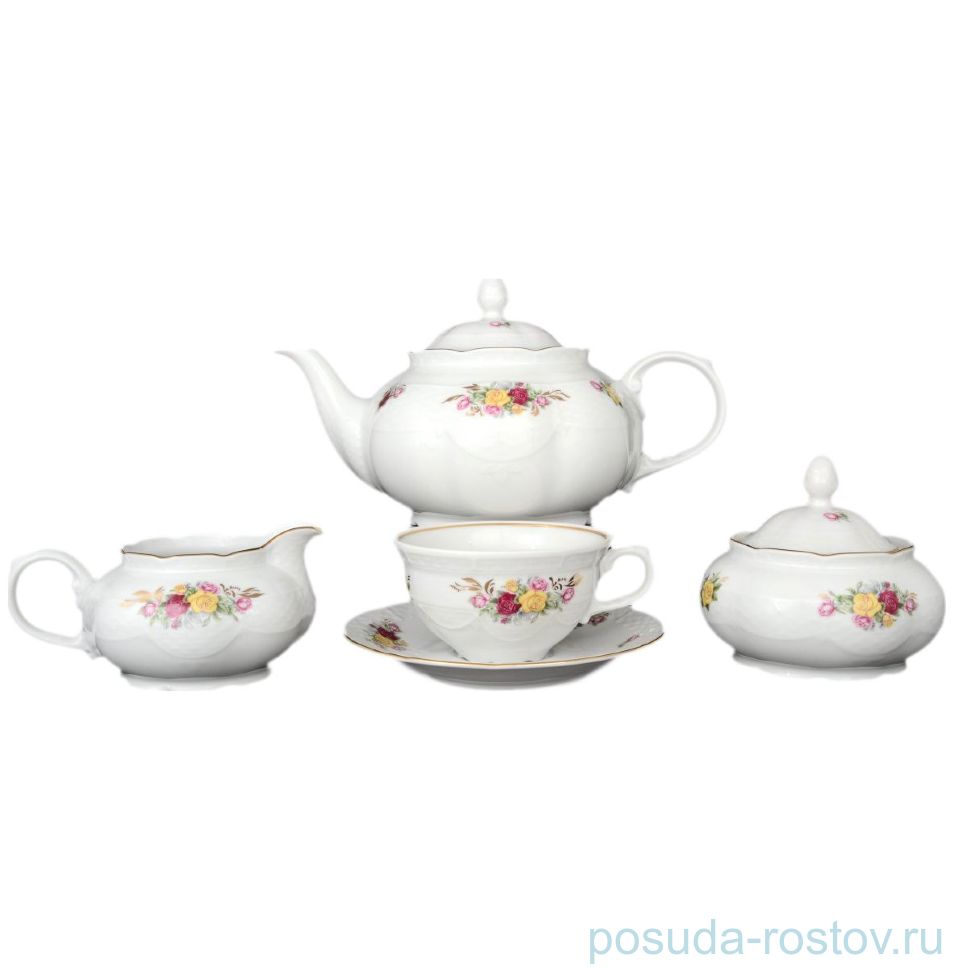 Чайный сервиз на 6 персон 15 предметов "Николь /Розы" / 036211