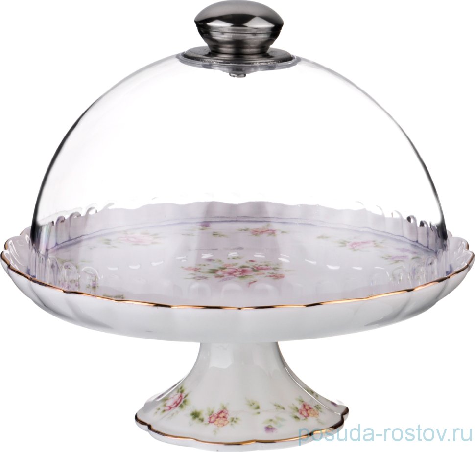 Тортница 22 х 22 х 8 см н/н с крышкой "Екатерина" / 192048