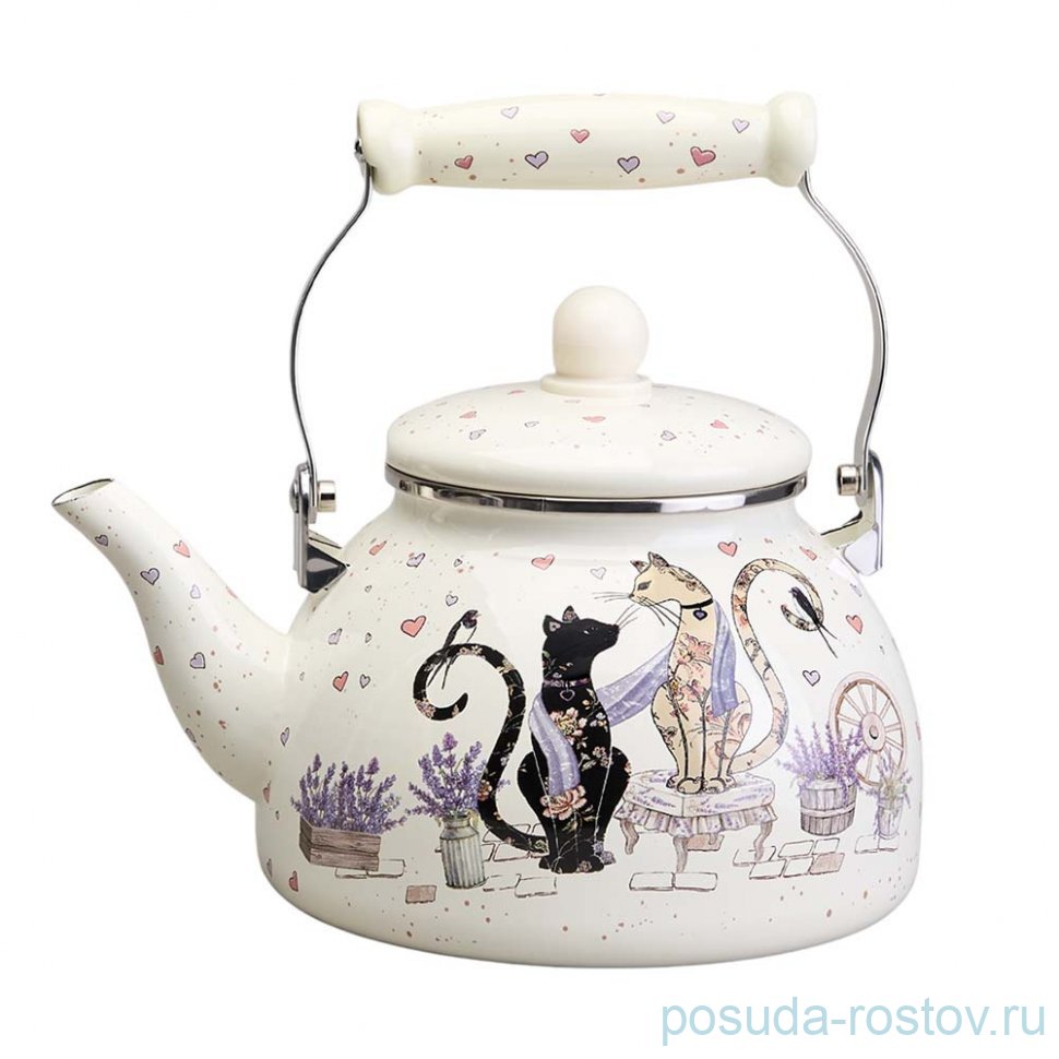 Чайник 2,6 л эмалированный "Lavander cats" / 367860