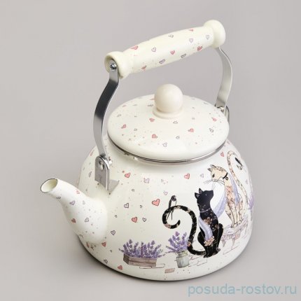 Чайник 2,6 л эмалированный &quot;Lavander cats&quot; / 367860
