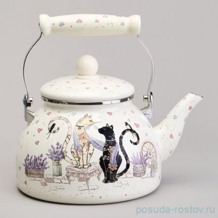 Чайник 2,6 л эмалированный &quot;Lavander cats&quot; / 367860