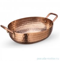 Сковородка 16 x 13 x 5 см глубокая овальная мини с 2-мя ручками для подачи &quot;Hammered&quot;   / 370345