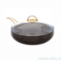 Сковорода 28 см с крышкой антипригарное покрытие чёрная &quot;Leydi /Repast&quot; / 236556