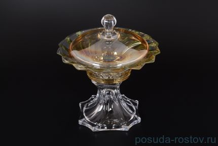 Ваза для конфет 21 см с крышкой н/н &quot;Пикадилли /янтарно-зеленая&quot; R-G / 124708
