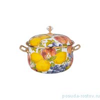 Кастрюля 16 см с крышкой эмалированная 2,1 л &quot;Agness /Фландрия /Фрукты&quot; / 225321