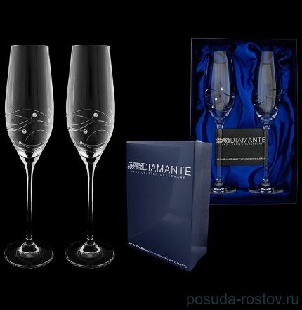 Бокалы для шампанского 210 мл 2 шт &quot;Diamante /Пружинка с стразами&quot; / 096507