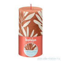 Свеча Рустик 13 х 6,8 см с принтом &quot;Silhouette /Розовый + шалфей /Bolsius&quot; (60 ч) / 278288