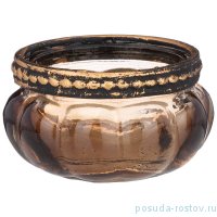 Подсвечник 6,5 х 6,5 х 3,5 см &quot;бухара&quot; с металлическими элементами коричневый (3шт.) / 272853