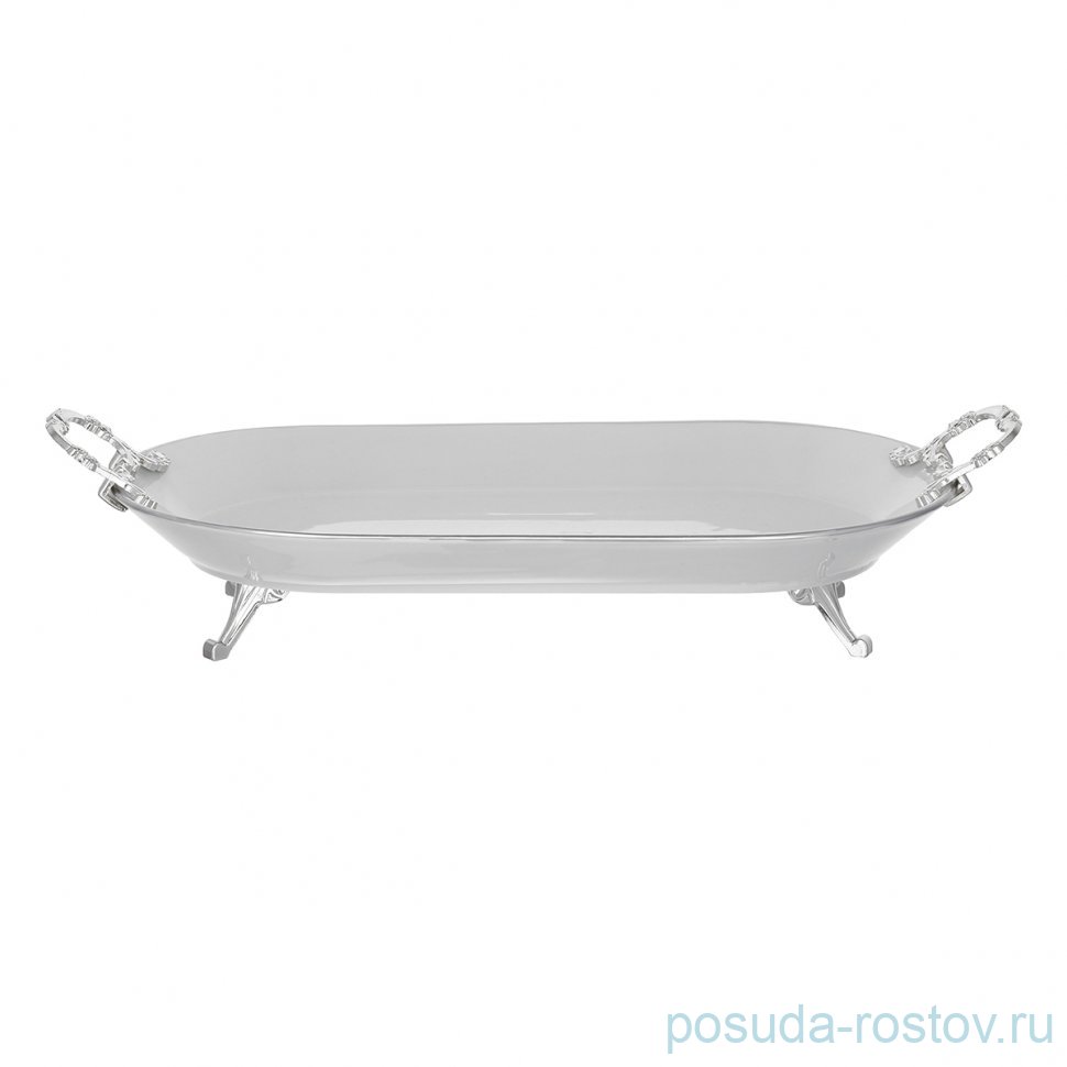 Блюдо овальное н/н с ручками большое серебяное Zec  / 363864