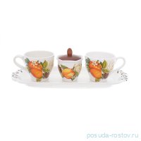 Чайный набор на 2 персоны 5 предметов &quot;Artigianato ceramico /Апельсин и роза&quot; / 228363