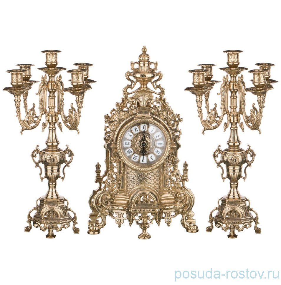 Набор 3 предмета (каминные часы + 2 подсвечника 41 х 10 см) "Stilars"  / 198547