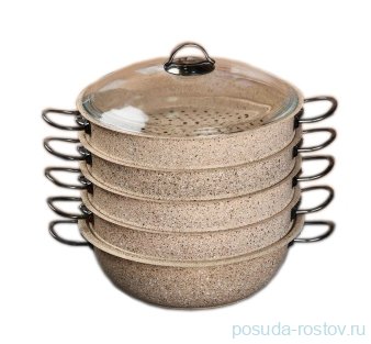 Мантоварка 32 х 10 см с антипригарным покрытием бежевая "GRANITE STEAMER SET" / 296834