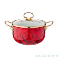 Кастрюля 3 л красная (18 х 13 см) /эмалированная /стеклянная крышка &quot;Agness /Кармен&quot; / 195983