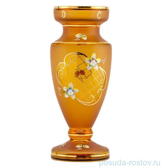 Ваза для цветов 30 см матово-янтарная "Лепка" / 036737