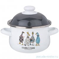 Кастрюля 16 х 10 см с крышкой эмалированная 1,5 л &quot;Family farm&quot; / 346447
