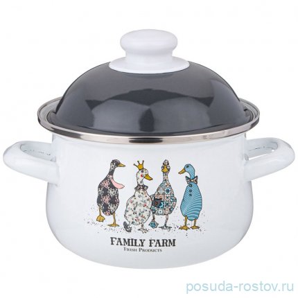 Кастрюля 16 х 10 см с крышкой эмалированная 1,5 л &quot;Family farm&quot; / 346447
