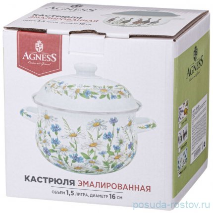 Кастрюля 16 х 10 см с крышкой эмалированная 1,5 л &quot;Family farm&quot; / 346447