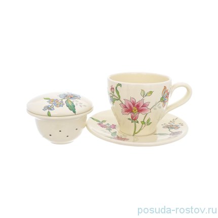 Чайная пара 350 мл 1 шт с крышкой и ситечком &quot;Artigianato ceramico /Прованс&quot; / 253217