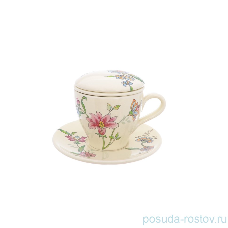 Чайная пара 350 мл 1 шт с крышкой и ситечком "Artigianato ceramico /Прованс" / 253217