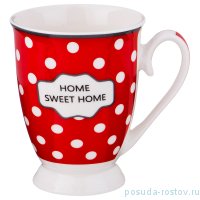 Кружка 300 мл 12 х 8,5 х 11 см н/н красная &quot;Home sweet home /Белый горох&quot; / 188981