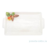 Поднос 37 х 21 см прямоугольный с двумя ручками &quot;christmas world /pinecone&quot; / 270998