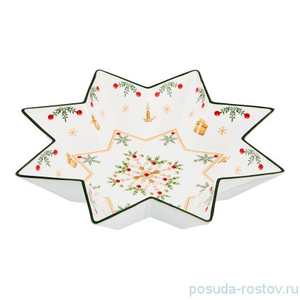 Салатник 26 см Звезда &quot;Christmas Collection /Снежинка зелёная&quot; / 192434